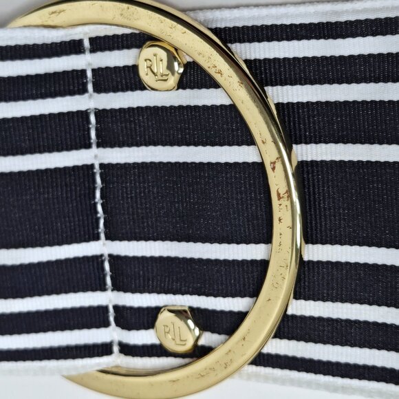 Lauren Ralph Lauren Nautical Blue & White Striped D-Ring Belt (Size S/M) - Picture 7 of 8